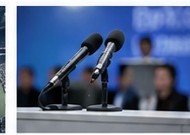 Mikrofone bei einer Pressekonferenz